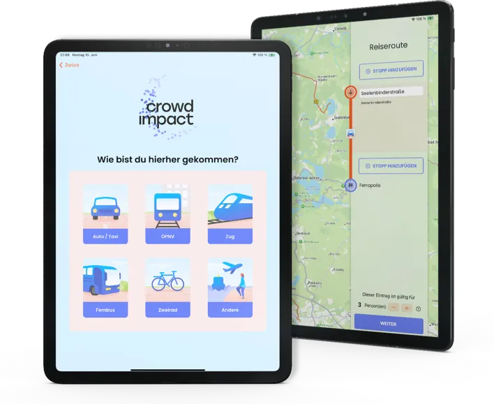 Beispielhafte App-Ansichten auf iPad-Tablets